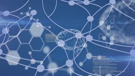 animación del procesamiento de datos médicos, el cerebro humano, las moléculas y las estructuras de compuestos químicos