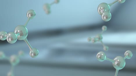 animation of 3d micro of molecules on grey background