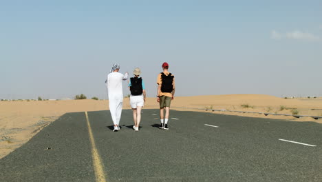 three travelers in the desert