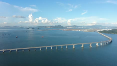 puente de hong kong zhuhai macau en un hermoso día, vista aérea de gran angular