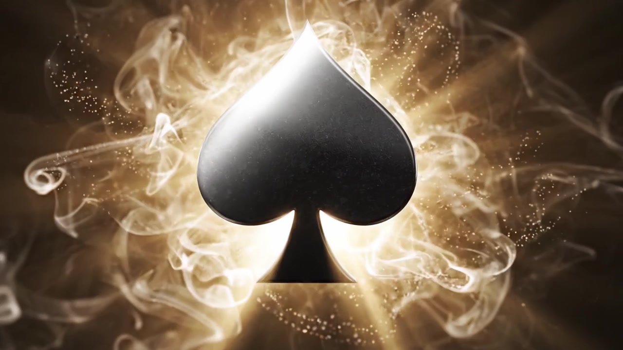 A Dark and Mysterious Symbol of Strategy and Chance: The Iconic Spade Shape Surrounded by Ethereal Smoke in a Mesmerizing Visual Journey