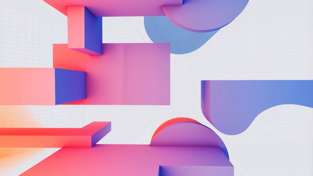 Vibrant Abstract 3D Geometric Shapes with Gradient Colors