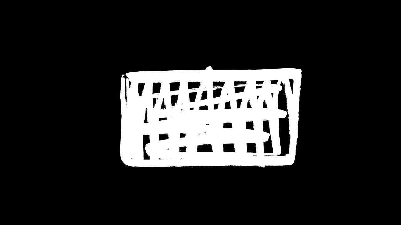 Motivo a griglia bianco animato disegnato a mano su sfondo nero