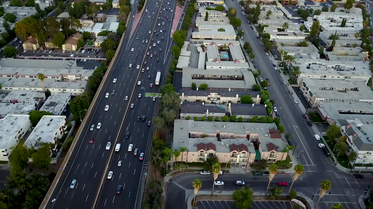 Aerial Shot of a Los Angeles Freeway