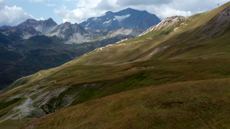 mountain drone view in tignes