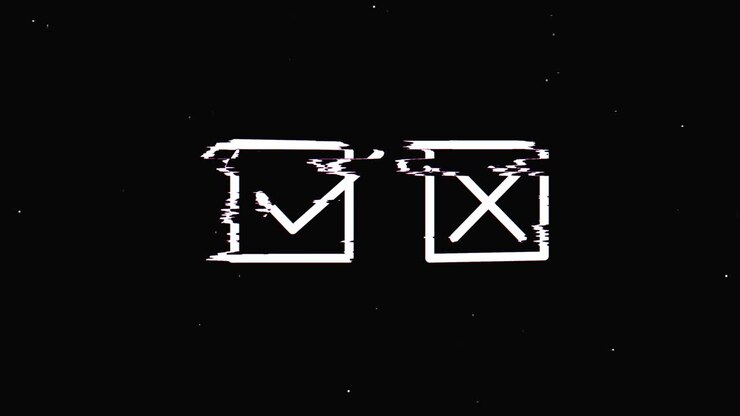 check mark icon Vintage noise, glitch Bad Signal Animation.