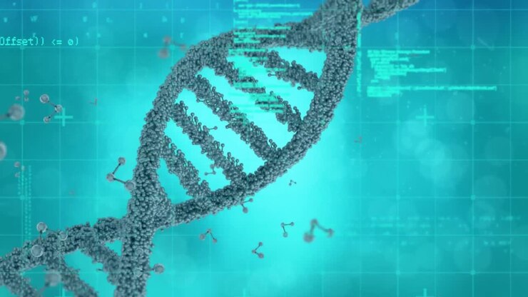 Animation of dna strand spinning and medical data processing