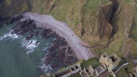 panning shot from high above dunnottar castle