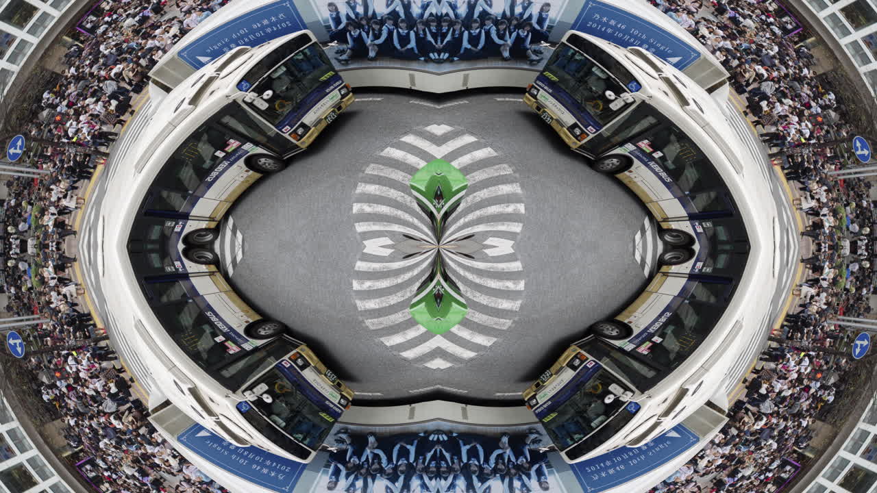 timelapse of tokyo city scene and skyline made into abstract fisheye tiny planet