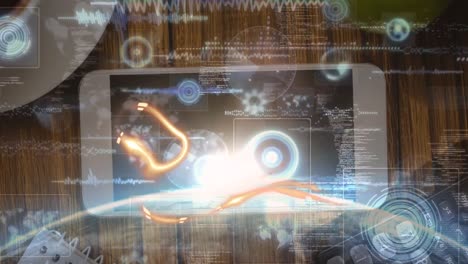 animación del procesamiento de datos a través de un teléfono inteligente