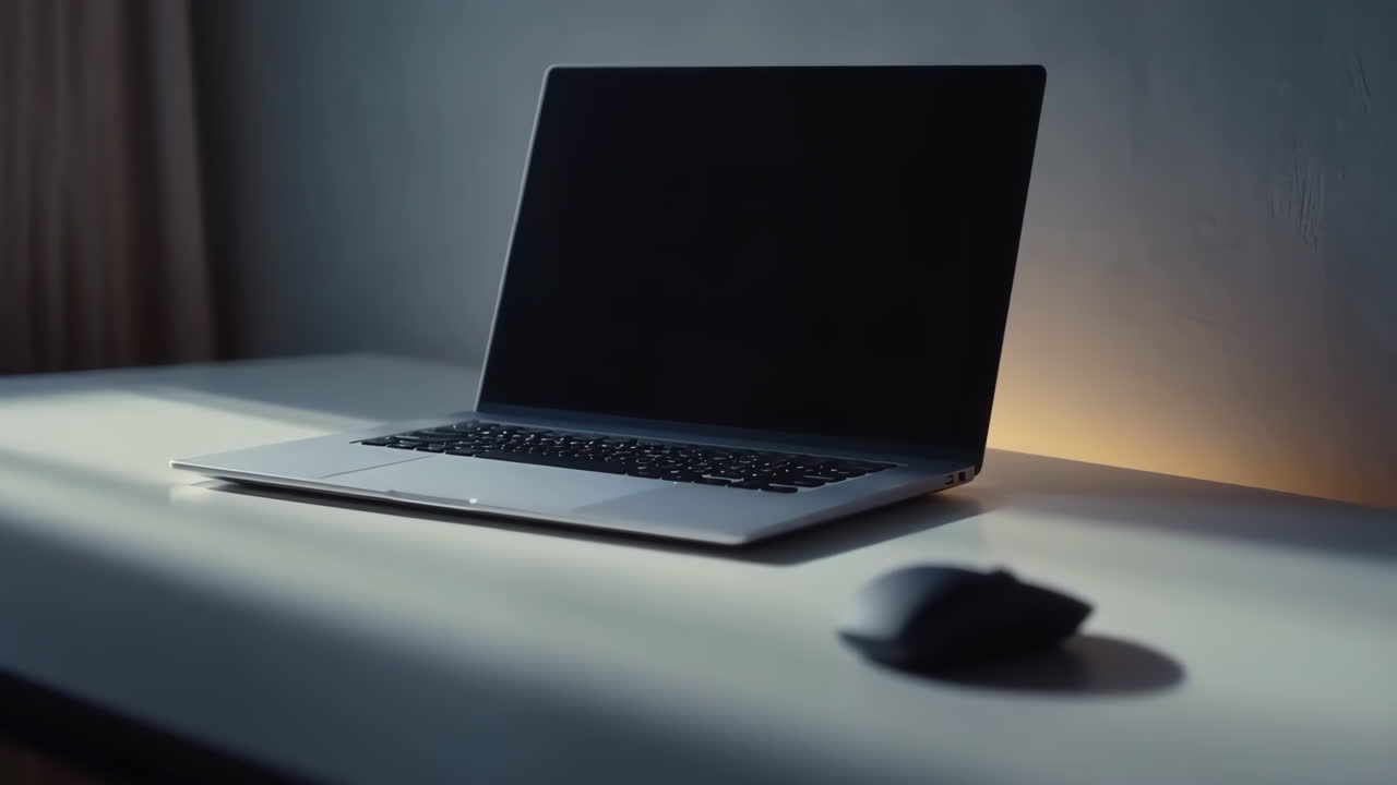 Laptop and Mouse on a Table
