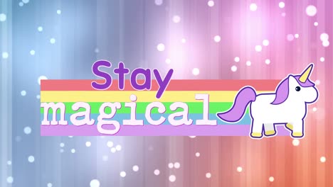 permanezca bandera mágica con un unicornio en un arco iris