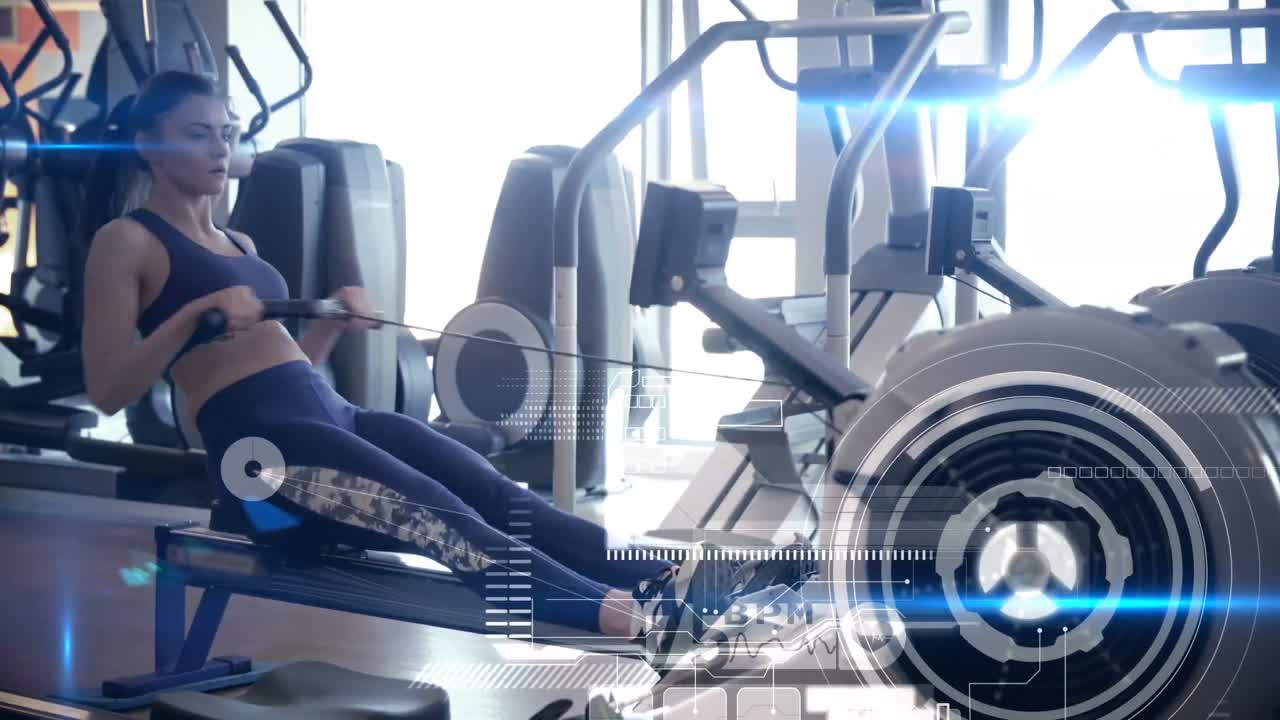 Woman using a rowing machine