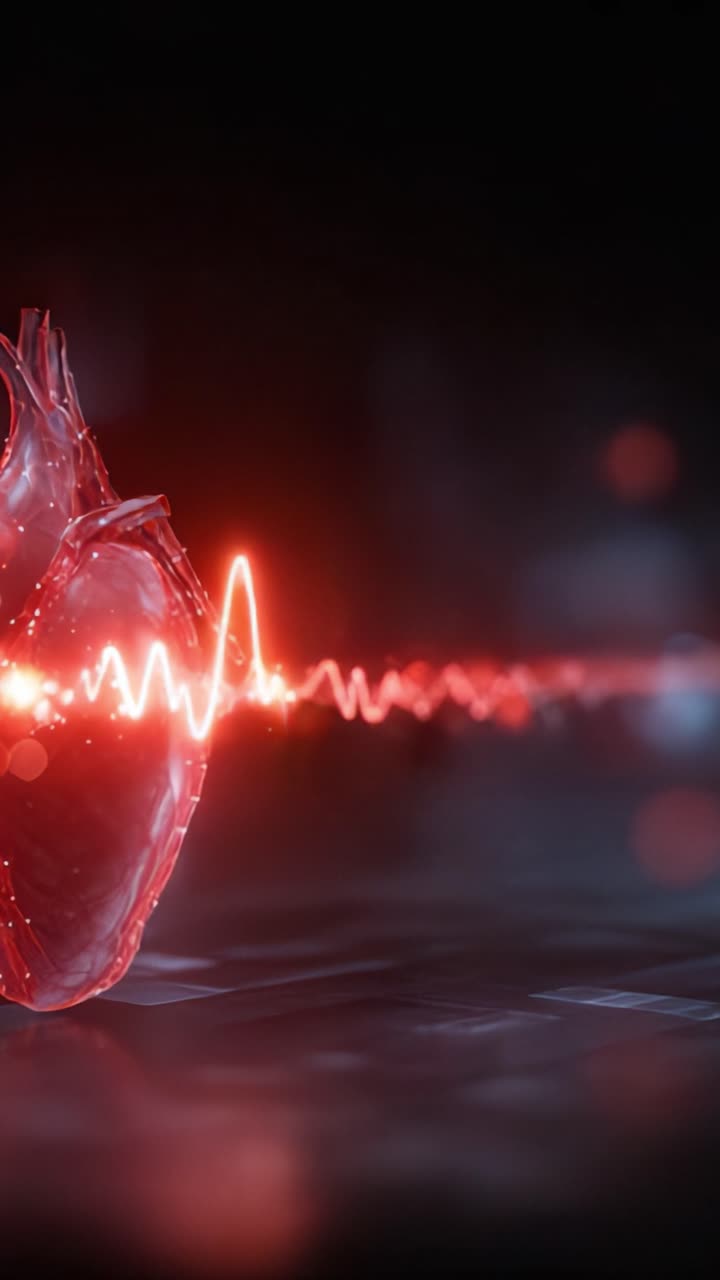 Rappresentazione visiva della funzionalità cardiaca con forma d'onda elettrocardiogramma che illustra i segni vitali e i concetti di monitoraggio della salute.