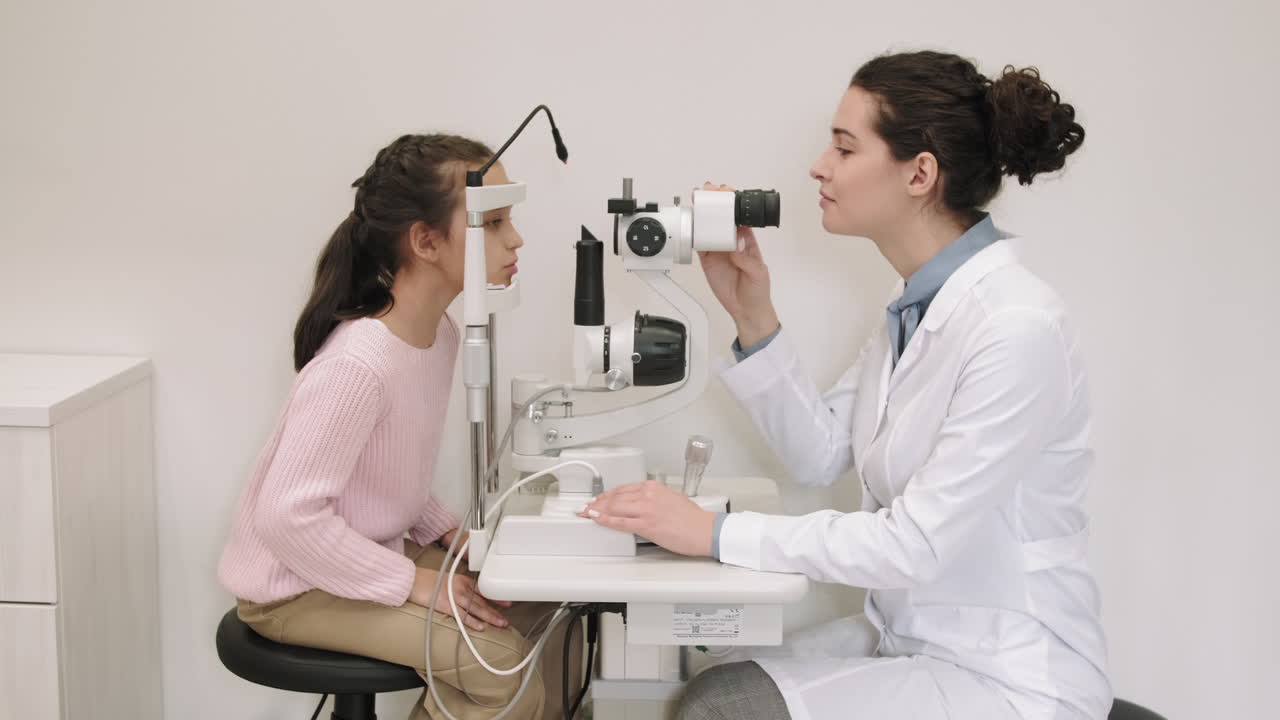 Little Girl At Eye Checkup