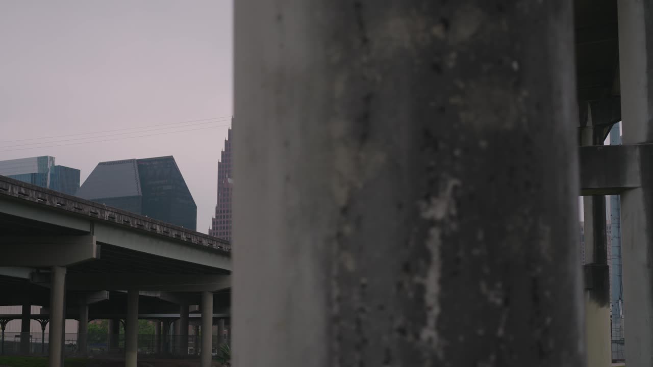 휴스턴 시내의 낮은 각도 설정 샷