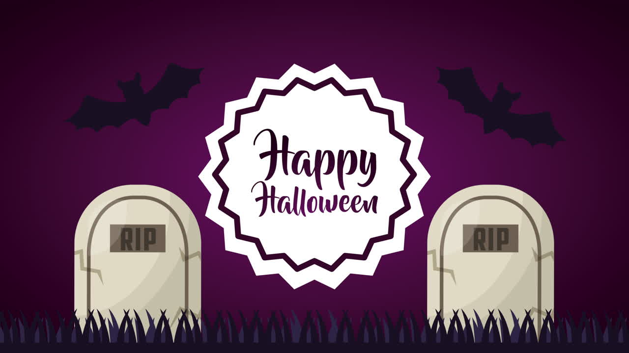 묘지 애니메이션과 함께 행복한 할로윈 축하