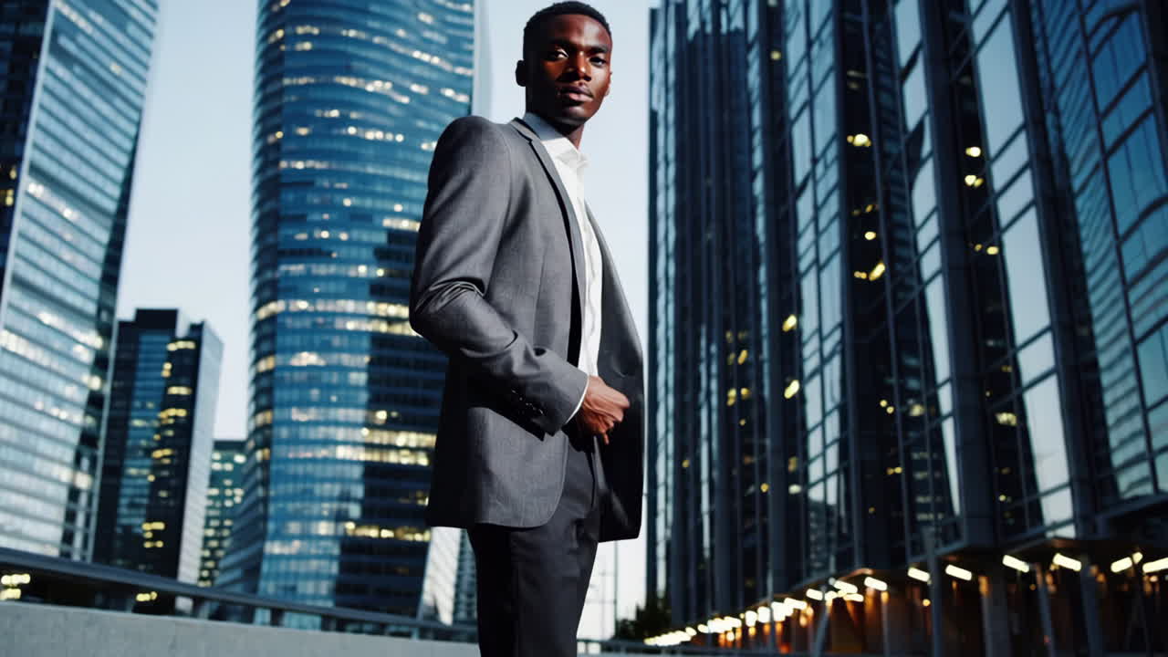 hombre de negocios en un paisaje urbano