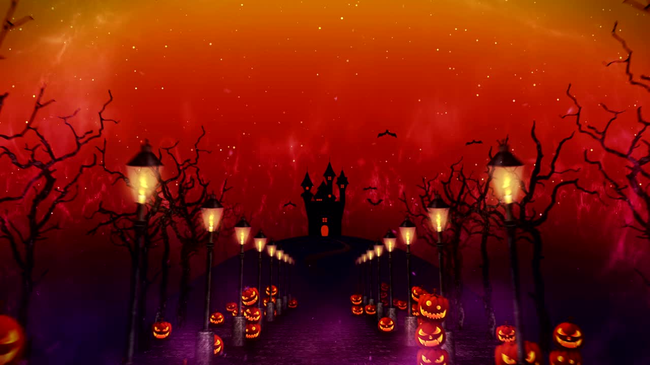 공포스러운 할로윈 밤, 신비로운 숲의 호박, 루프