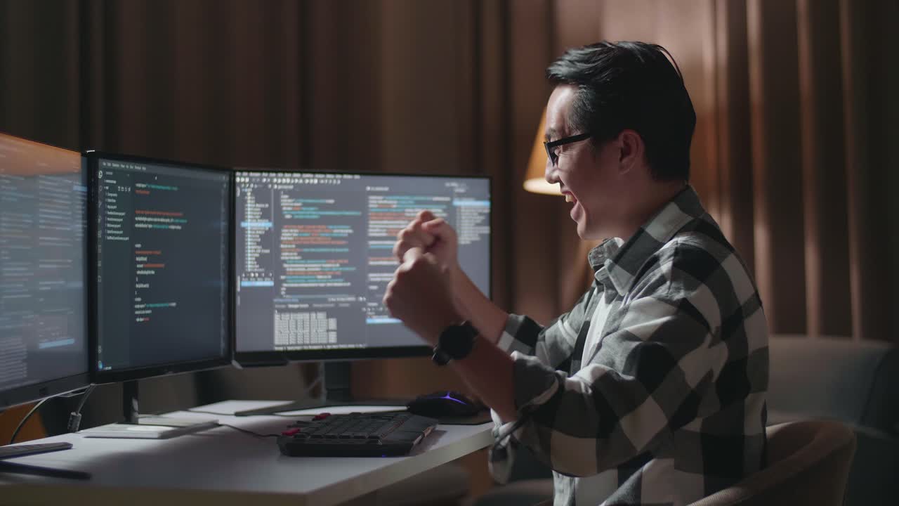 el programador está emocionado.