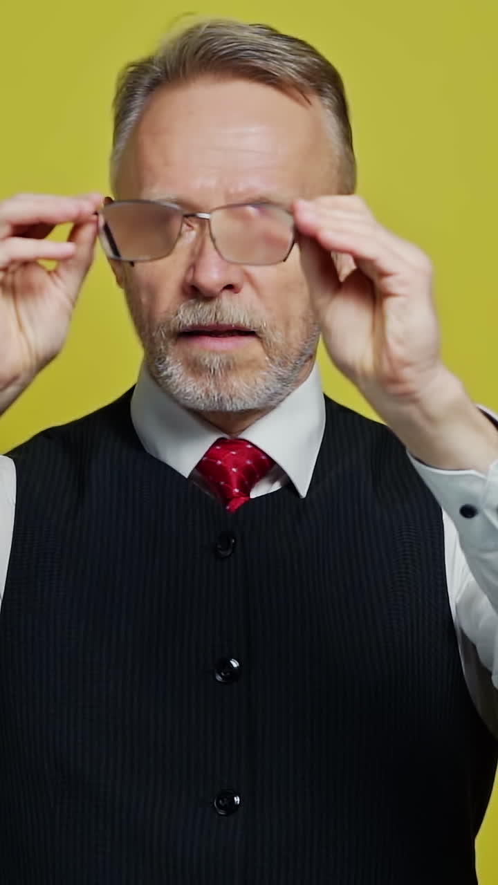 Businessman Adjusting Glasses
