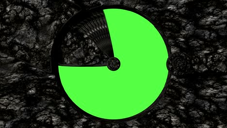 animación 3d de la apertura de la escotilla de piedra con pantalla verde.