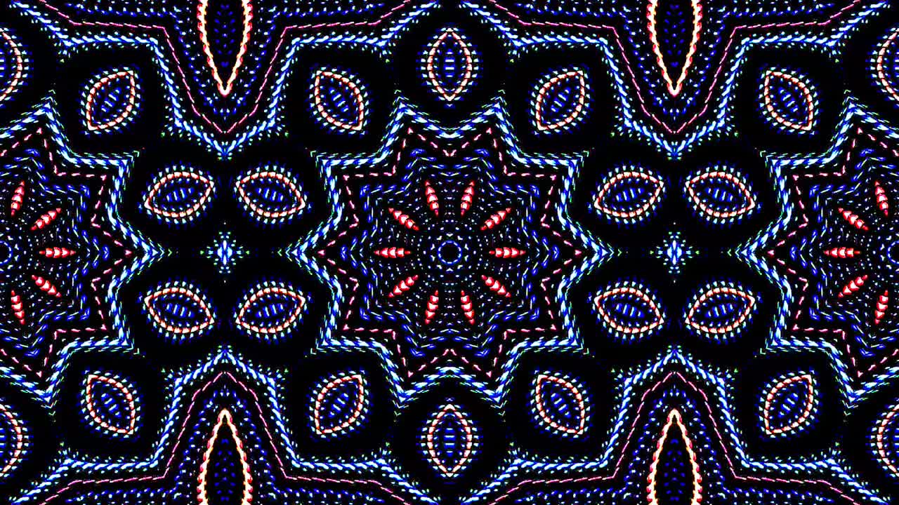 hermoso caleidoscopio abstracto que brilla, una luz radiante que regula los movimientos sutiles