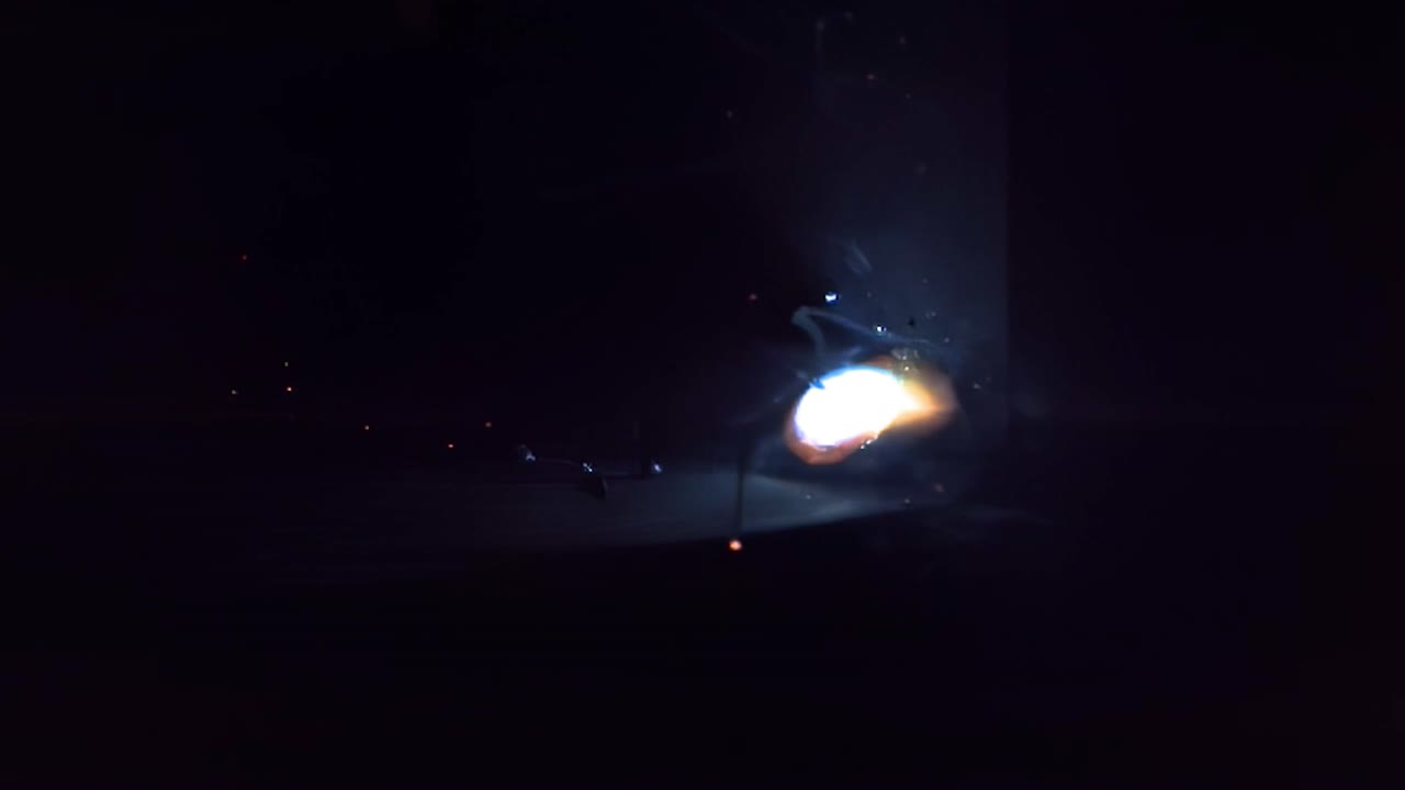 Super Slow Motion Welding Shot 3500fps. Welding in ultra Slow Motion