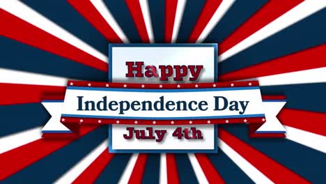 digital animation of happy independence text banner against radial background