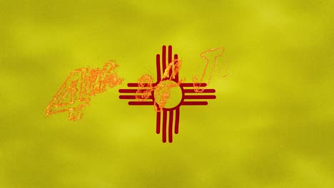 new mexico flag background for 4th of july fire lettering, loop