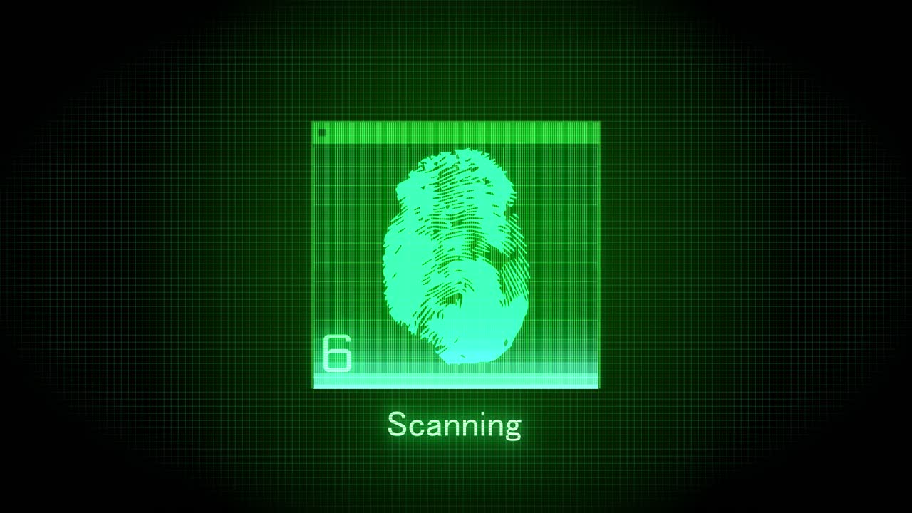 Biometrical security fingerprint scanning hud animation guard control touch id validation digital