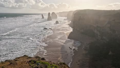 sunset view of ocean and limestone formations