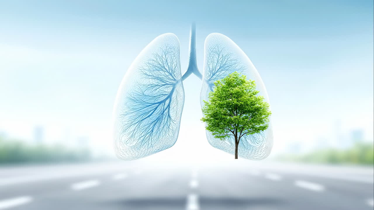 Tree-shaped lungs symbolize clean air. A creative visual combines lungs and a tree, showcasing the importance of clean air in a natural environment