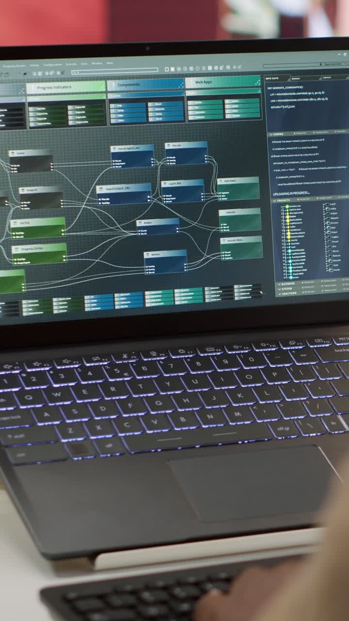 Pessoa Digitanto em Laptop com Software de Programação Complexo