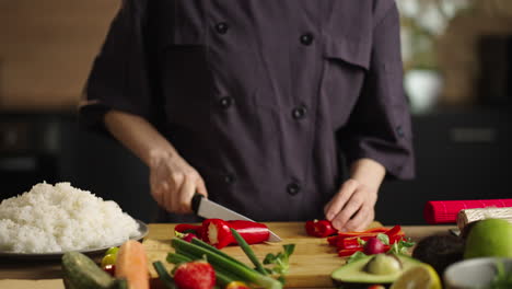chef preparing sushi ingredients