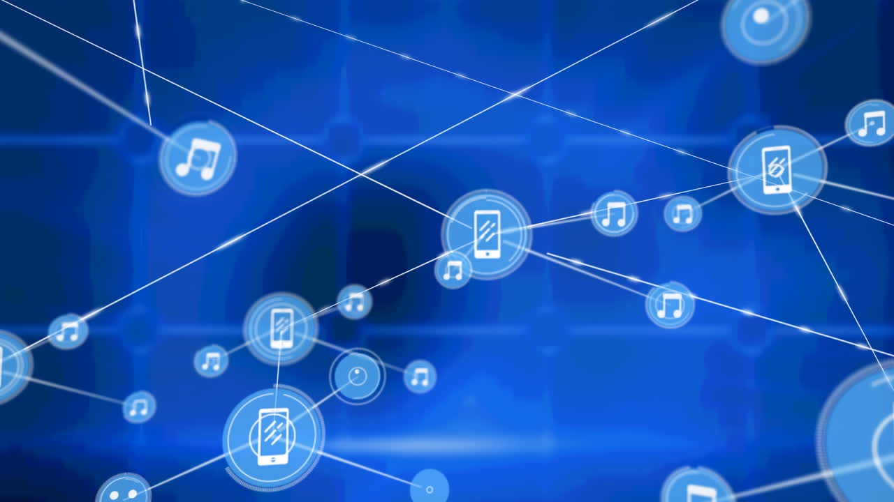 animación de la red de conexiones sobre fondo azul