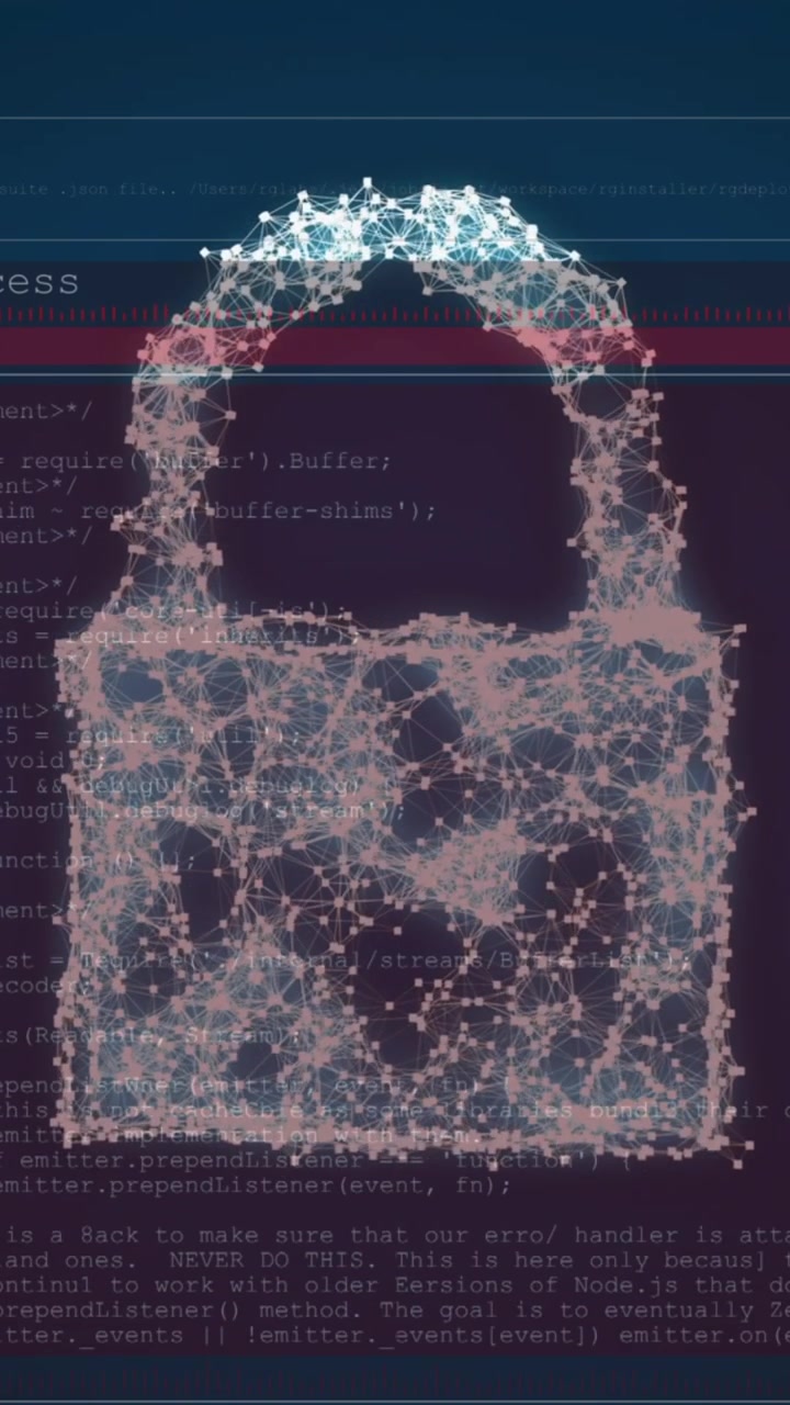 Animation of data processing over padlock