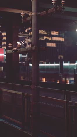 a streetlight in a city at night