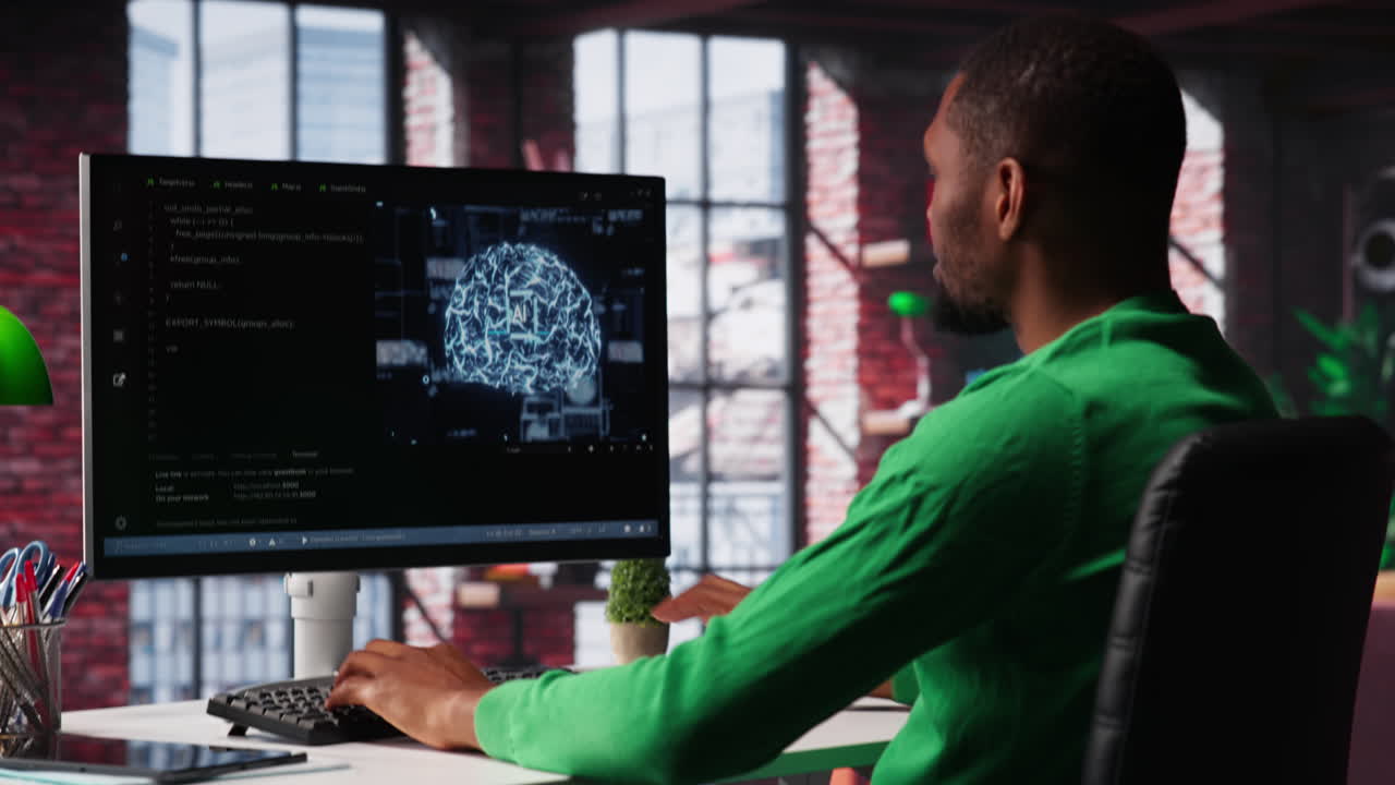 Vertical Video System administrator programming AI brain computerized model