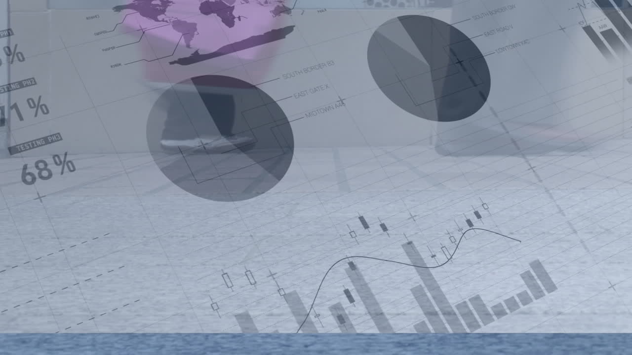 animación del procesamiento de datos financieros sobre diversas personas que caminan por la calle