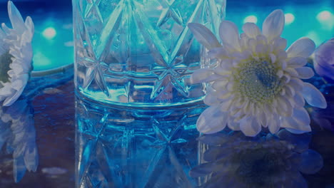 blue cocktail and flowers