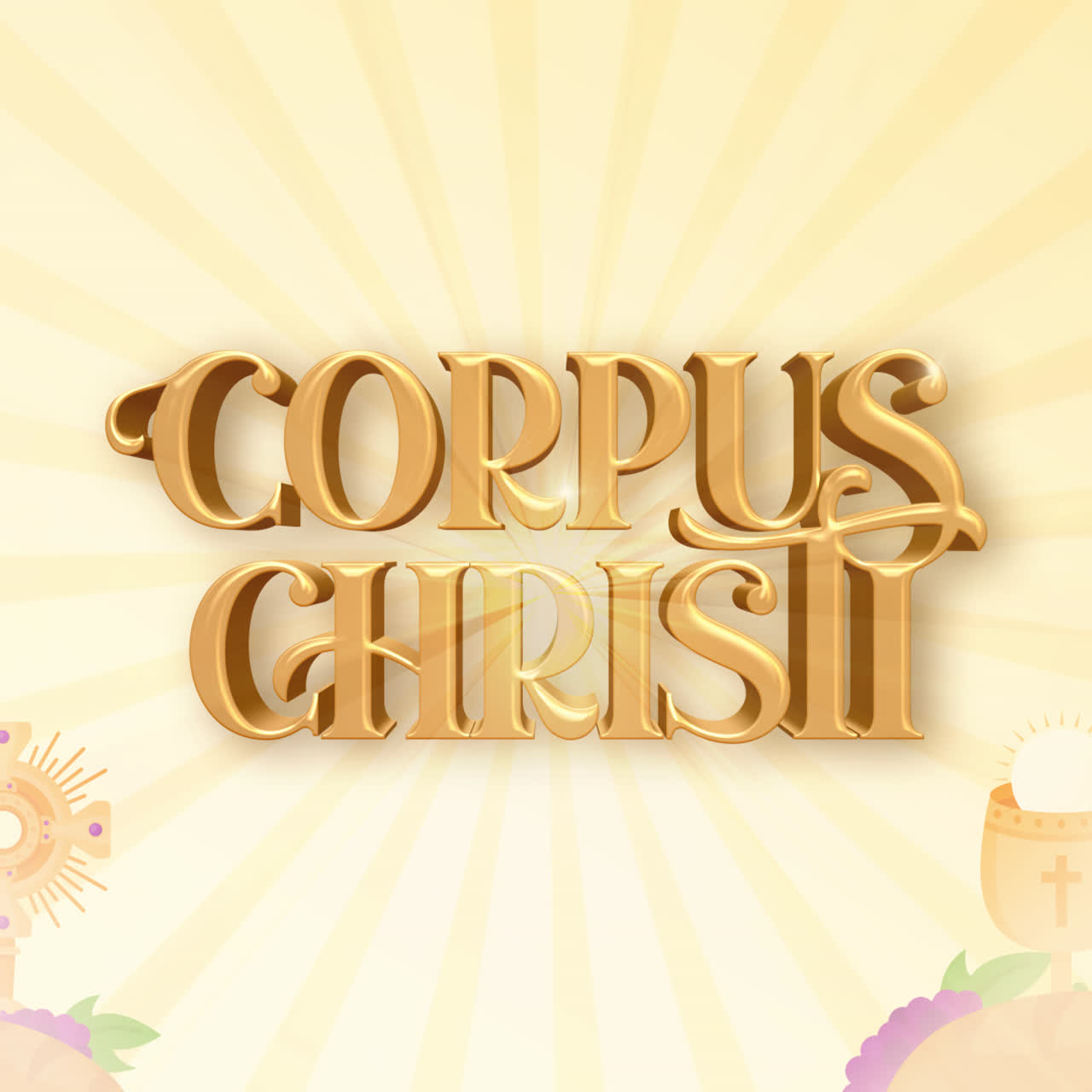 Corpus Christi religious celebration with Eucharist symbols