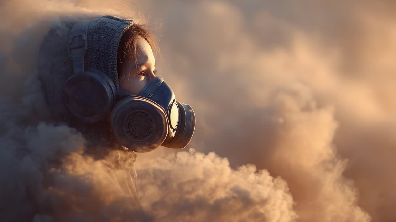 Un giovane che vive un momento surreale in mezzo a una nuvola di fumo, sottolineando l'importanza della sicurezza personale e della consapevolezza in ambienti difficili