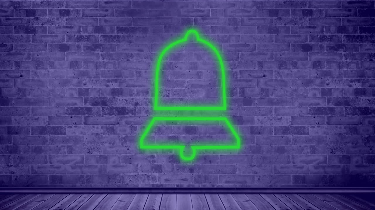 벽돌 벽 4k에 화살표 네온 표지