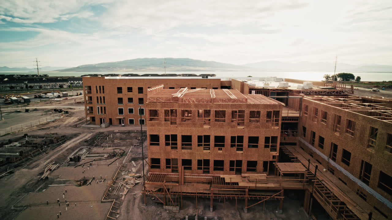 Aerial View of Multi-Family Housing Complex Under Construction