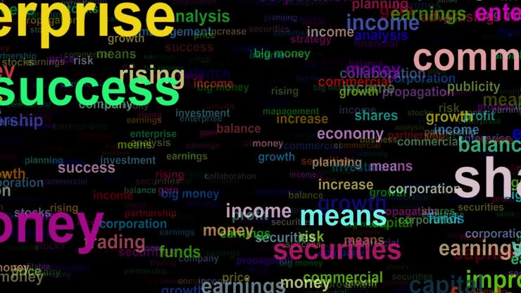 Business concept words moving OUT, seamless loop