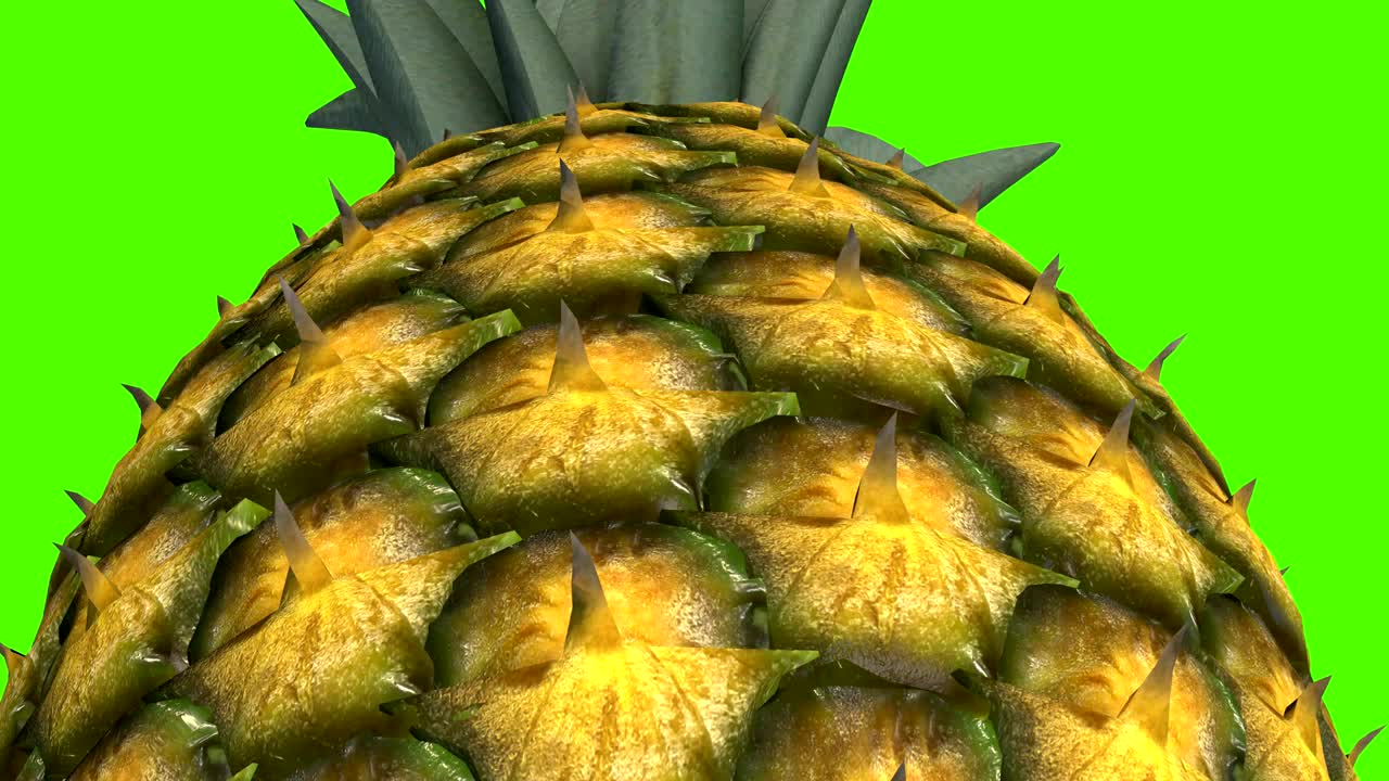 파인애플 3d 조리기, 녹색 스크린 배경에 고립
