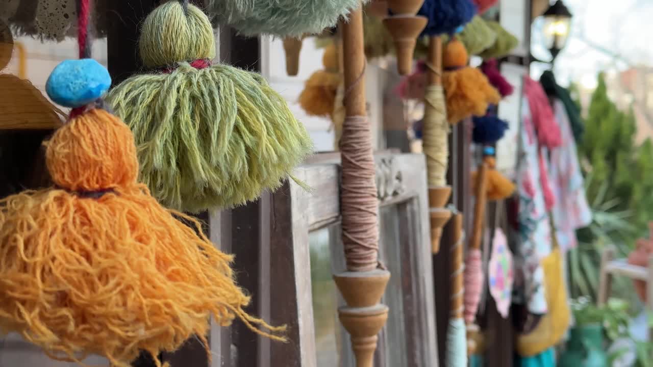 Handmade wool accessories using Persian carpet leftover making colorful yarn knitting crochet DIY fabric textile pattern sweater scarf creative lifestyle thread warm homemade interior art cotton fiber