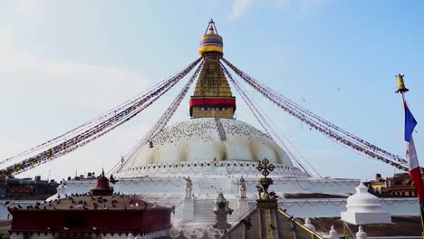 Vista-Panorámica-De-La-Estupa-Baudhanath-En-Katmandú,-Nepal