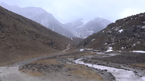 a snow squall in the himalaya mountains in the everest region of nepal